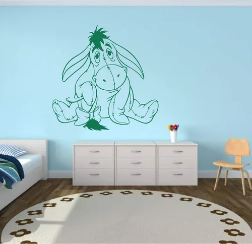 Vista 6 de Custom Vinyl Decor Eeyore Wall Decal For the Playroom, Classroom, Library, Bedroom, or Nursery Small and Large Sizes Black, White, Yellow
