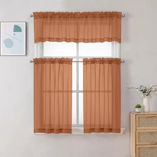 Vista 294 de Gwine Cortinas traslúcidas doradas de 96 pulgadas de largo, 2 paneles para Dorado