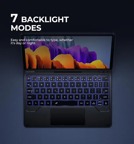 Vista 4 de Dexnor Para Samsung Galaxy Tab S8/S7 Funda Con Teclado Soporte Magnético Flotante Cantilever Con Trackpad Multi-Touch S Pen Holder Funda De Teclado