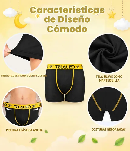 Vista 3 de TELALEO Paquete de 6 calzoncillos tipo bóxer para niños, absorben la humedad, no se suben