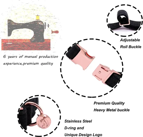 Vista 3 de DOGWONG Collar y correa de algodón para perro, collar para mascotas, suave, duradero, básico, para perros pequeños, medianos y grandes Negro