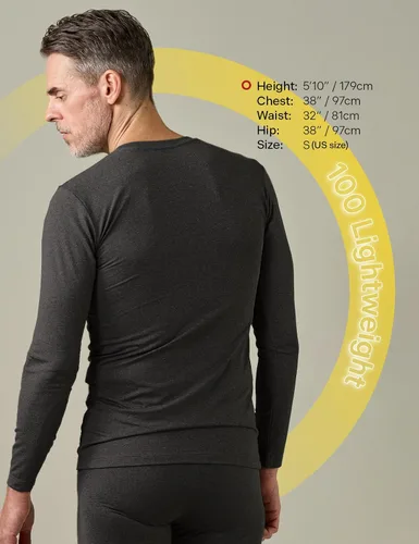 Vista 2 de LAPASA Ropa interior térmica para hombre, cuello redondo, manga larga, capa base, ligera, peso medio, pesado, invierno, M09M26M55