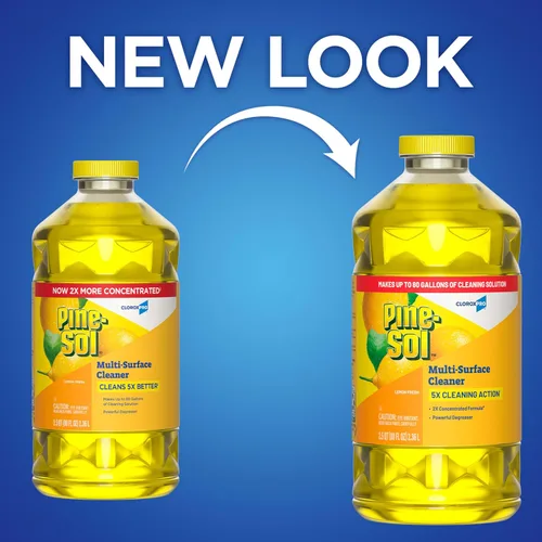 Vista 2 de Pine-Sol Limpiador multisuperficie, CloroxPro, fórmula concentrada 2x, limón fresco, 80 onzas líquidas