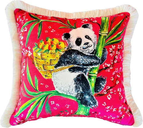 Vista 15 de Funda de almohada con patrón de leopardo, funda de almohada de terciopelo única, cojín de borla azul, almohada decorativa para decoración del hogar