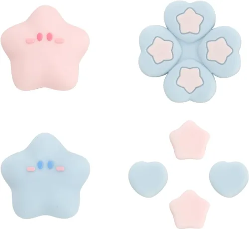 Vista 10 de Cute Switch 2 D-Pad Button Caps Silicone Thumb Grips Set, ABXY Key Buttons Sticker Joystick Cover Caps for Switch 2 (2025) - Brown and Cream White