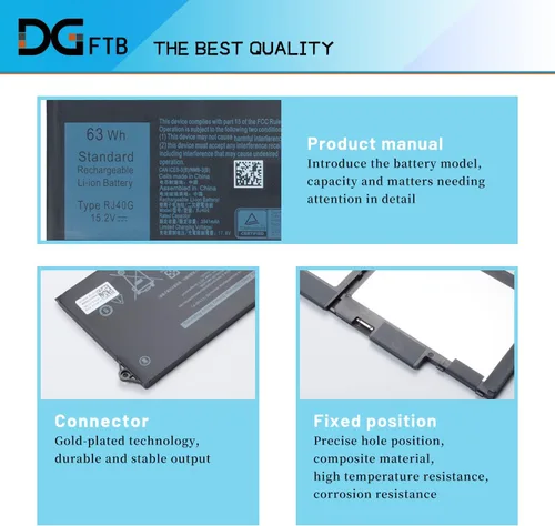Vista 2 de DGFTB Reemplazo de batería para laptop RJ40G para Dell Latitude 14 5420 Latitude 15 5520 Precision 15 3560 P137G P137G001 P104F001 P104F002 075X16
