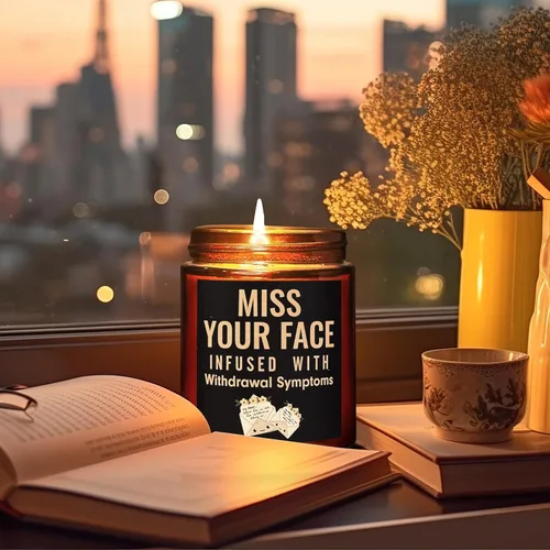 Vista 2 de Regalos divertidos para amigos para mujeres y hombres, vela Miss Your Face para ella y él, divertido cumpleaños, amistad, regalo relajante, vela