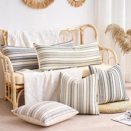 Vista 9 de Fundas de almohada verdes de 18 x 18 pulgadas, fundas de almohada decorativas bohemias de otoño verde y beige para sofá, decoración moderna
