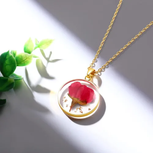 Vista 75 de Forget-Me-Not and Queen Anne's Lace Pressed Wildflower Necklace Birth Month Real Flower Necklace Gold/Silver Pressed Flower Jewelry