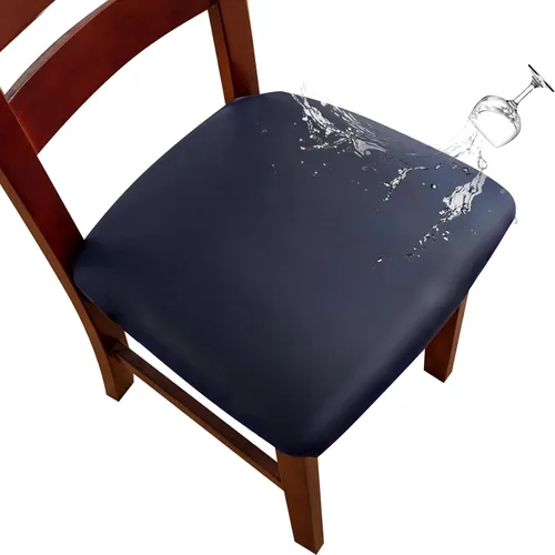 Vista 18 de Genina Juego de 6 fundas de asiento impermeables de piel sintética para sillas de comedor, fundas de asiento de silla, fundas de asiento elásticas