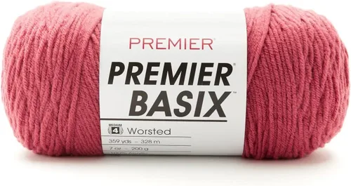 Vista 52 de Premier Yarns Basix, hilo de estambre sólido, hecho de acrílico, hilo ideal para ganchillo y tejido, color blanco, 359 yardas