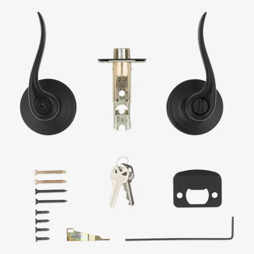 Vista 7 de Kwikset Tustin - Manija de puerta de entrada con cerradura y llave, palanca exterior reversible con cerradura segura, para entrada principal