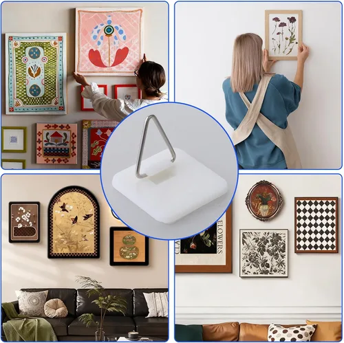 Vista 7 de 30 ganchos adhesivos para fotos, sin clavos, invisibles, ganchos de pared adhesivos de plástico para marcos de fotos, tablero de espuma, placa