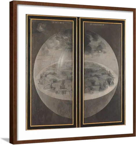 Vista 17 de ART.COM Lienzo decorativo para pared Jardín de delicias terrenales, creación del mundo en marco negro por Hieronymus Bosch, 21 x 21 pulgadas