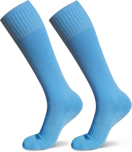 Vista 2 de Raigoo Calcetines de fútbol para niños (4 a 16 años), calcetines deportivos hasta la rodilla para niños y niñas