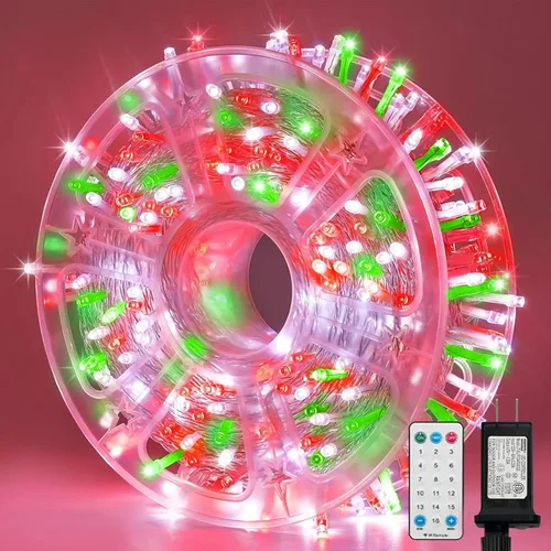 Vista 33 de Guirnalda de 100 luces LED de Pascua de 33 pies enchufables, multicolor pastel, 16 modos de luces parpadeantes, guirnalda de luces impermeables