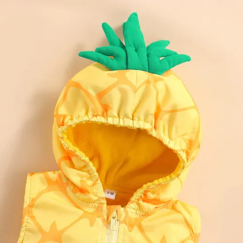 Vista 5 de VISGOGO Disfraz de fruta de aguacate, piña, con capucha, mameluco con capucha, 2 piezas