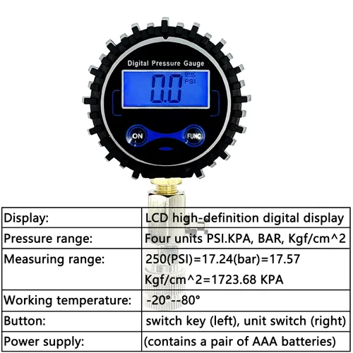 Vista 2 de ZKTOOL Comprobador de Compresión Digital LCD Automotriz, Medidor de Compresión Digital 250 PSI, Kit de Adaptador de Comprobador de Compresión