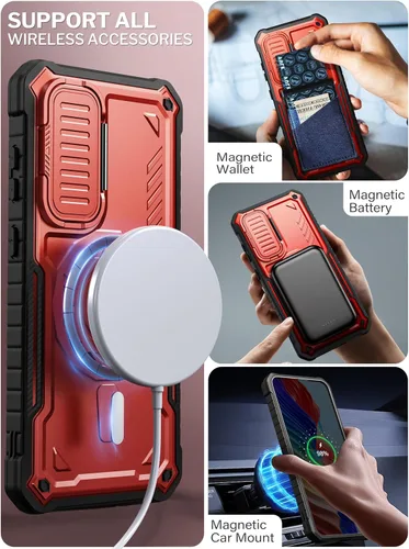 Vista 5 de ExoGuard Funda para Samsung Galaxy S24 Plus con protector de pantalla, funda protectora de goma de cuerpo completo con cubierta de cámara y función