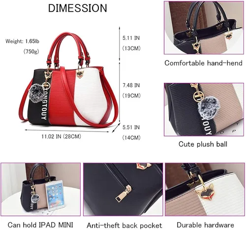 Vista 3 de Bolsos de mano para mujer, bolsos de mano de piel sintética para mujer