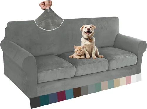 Vista 84 de ZNSAYOTX Fundas elásticas para silla de terciopelo de lujo con brazo, 2 piezas, para sala de estar, funda gruesa y suave, antideslizante, protector