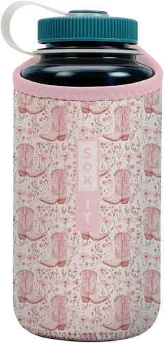Vista 39 de Sok It BotlSok Funda para botella de agua con cubierta de neopreno aislante (Floral abstracto, se ajusta a CamelBak o Nalgene de 12 onzas)