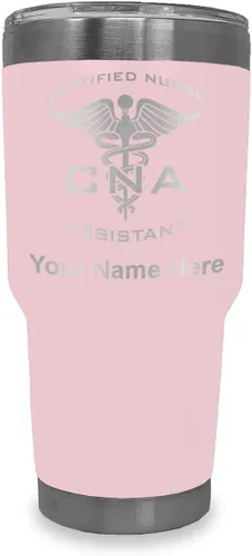 Vista 17 de LaserGram Vaso aislado al vacío de 20 onzas, asistente de enfermera certificada por CNA, grabado personalizado incluido (negro)