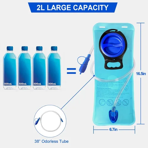 Vista 6 de MIYCOO Vejiga de hidratación, bolsa de agua a prueba de fugas de 2 litros para mochila de senderismo, bolsa de depósito de agua de amplia apertura