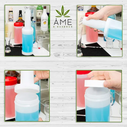 Vista 4 de AME D'ESSENCE (6-PCS-1 Qt) White Store N Pour - Contenedores para botellas con boquilla Flow-N-Stow para jugo de fruta y licor, botellas de 1 cuarto