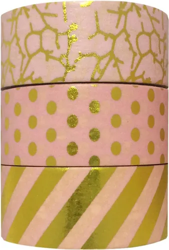 Vista 2 de allydrew Fun with Pink Washi Cinta adhesiva (juego de 3), 32.8 ft de largo x 0.591 in de ancho