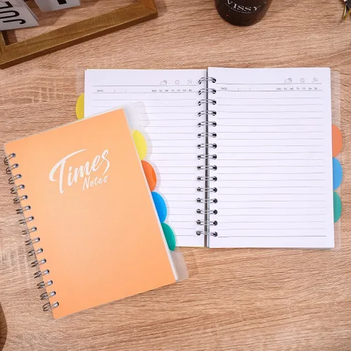 Vista 5 de Yoment Cuaderno de 5 materias con pestañas, cuaderno grande de 5 x 8 pulgadas con divisores, 240 páginas, cuadernos de plástico de tapa dura