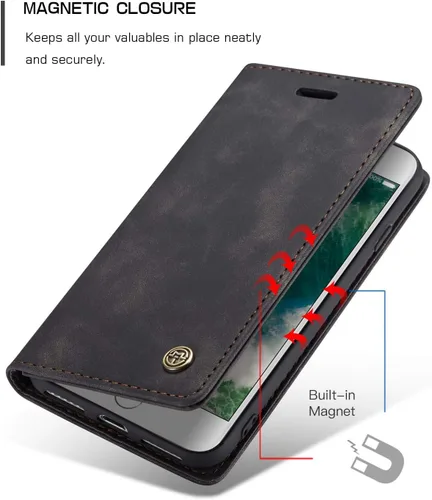 Vista 5 de SINIANL Funda para iPhone 7/8, funda de cuero tipo billetera con tarjetero cierre magnético Kickstand a prueba de golpes fundas protectoras