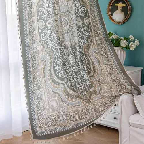 Vista 18 de Cortinas estampadas para sala de estar, artesanías populares, 54 pulgadas de largo, estilo indio, hippie, bohemio, con bolsillo para cortinero B2