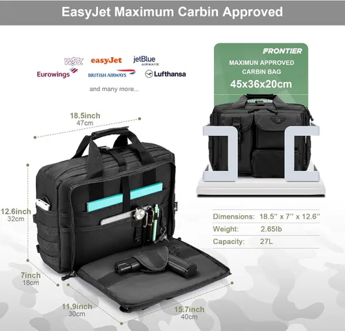 Vista 3 de Bolsa de mensajero táctica de Stypos para hombre, maletín militar para laptop de 14 pulgadas/15.6 pulgadas/17.3 pulgadas, bolsa de hombro