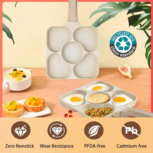 Vista 3 de JUSTUP Sartén antiadherente para tortilla de 5 tazas, sartén saludable de granito de aluminio para panqueques, sartén con mango resistente al calor