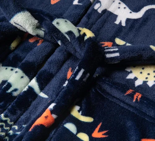 Vista 3 de Pijama de bata de baño con capucha de dibujos animados para niños pequeños y niñas