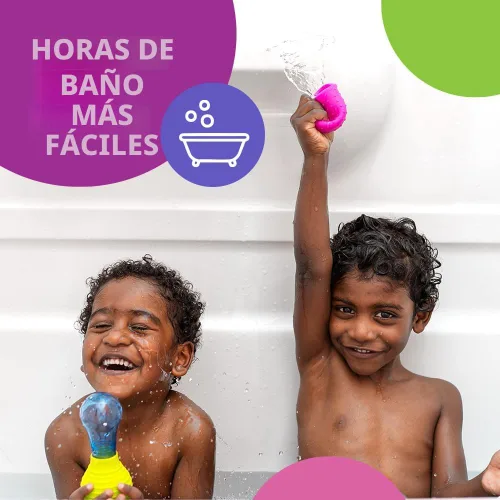 Vista 6 de Mobi Skwooshlz Bombillas Exprimibles de Agua - Juguetes de Baño de Silicona para Bebés, Juguetes de Bañera para Bebés para Niños Pequeños, Sin Látex