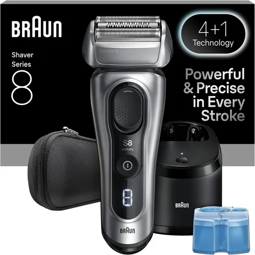 Vista 11 de Braun Series 8 8560cc Maquinilla de afeitar eléctrica para hombre, 4+1 elementos de afeitado y recortador de precisión para cabello largo, centro