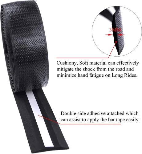 Vista 2 de KINGOU Cinta de manillar de bicicleta PU antideslizante para barra de bicicleta con adhesivos, tapones finales y cintas de acabado