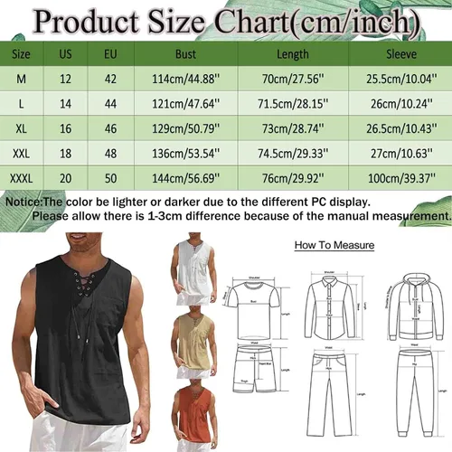Vista 4 de Camisetas sin mangas para hombre, de algodón, casual, con estampado gráfico, relajadas, con encaje, camisetas sin mangas, chaleco básico de verano
