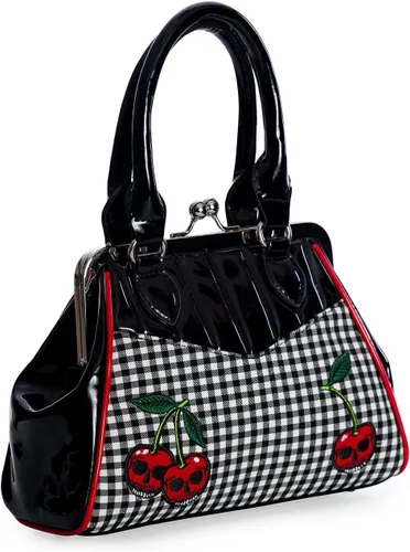 Vista 3 de Lost Queen Rockabilly Cherry Skulls - Bolso retro Kisslock para mujer