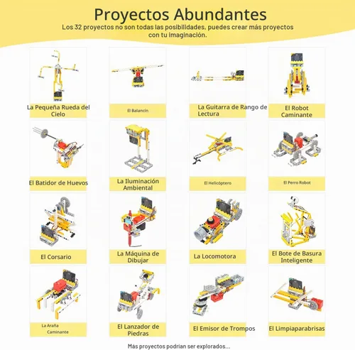 Vista 6 de ELECFREAKS Microbit 32 en 1 Kit de sensor Wonder Kit de aprendizaje programable Makecode con ladrillos de construcción, sensores/placa de expansión