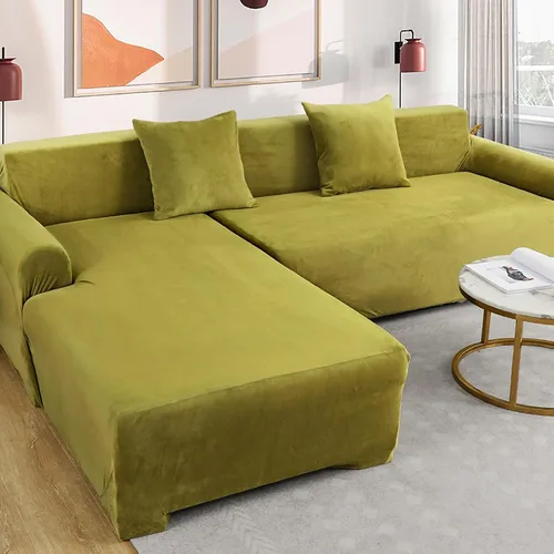Vista 11 de Konsilsa Funda de sofá modular de terciopelo, funda elástica suave y gruesa para sofá antideslizante en forma de L, adecuada para muebles de sala