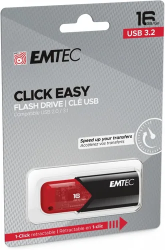 Vista 3 de Emtec Click Easy B110 - Unidad flash USB 3.0 (3.2), 16 GB de almacenamiento externo, color rojo, negro