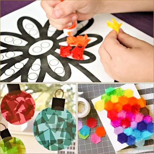 Vista 3 de Jyongmer 9000 hojas de papel de seda de colores de 1 pulgada - 30 papeles de seda surtidos para proyectos de arte Scrunch