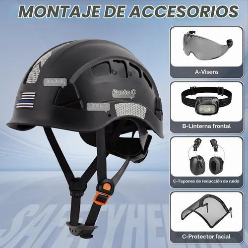 Vista 3 de Hard Hats Construction Safety Helmet, LOHASTAR Work ANSI Z89.1 Approved OSHA Hardhat Construction Helmet A2 Negro