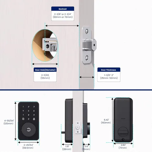 Vista 2 de Biquole - Cerradura de puerta de entrada sin llave con teclado, cerradura de puerta electrónica con código Smart Deadbolt Lock for Front Door