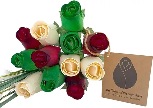 Vista 9 de Ramos originales de rosas de madera en 1, 2, o 3 docenas, Madera de abedul, Christmas, 1 Docena