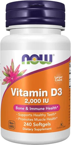 Vista 10 de NOW Foods Suplementos, Vitamina D-3 2000 UI, Alta Potencia, Apoyo Estructural*, 240 cápsulas blandas
