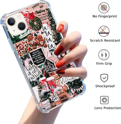 Vista 2 de Funda estética navideña compatible con iPhone 15, funda festiva de invierno para iPhone 15, funda de TPU a la moda
